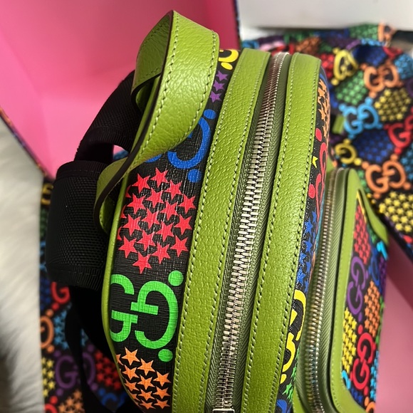 🆕💯% Auth GUCCI Psychedelic GG Supreme Monogram Canvas Backpack Bag Multicolor - Picture 8 of 11